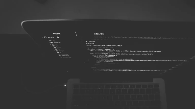 coding, laptop, dark theme