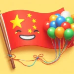 Chinese flag having fun time