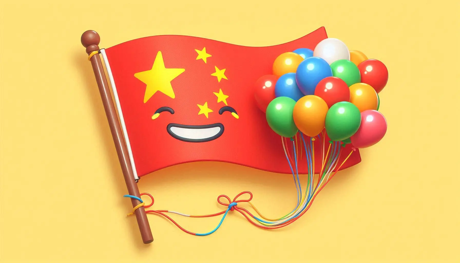 Chinese flag having fun time